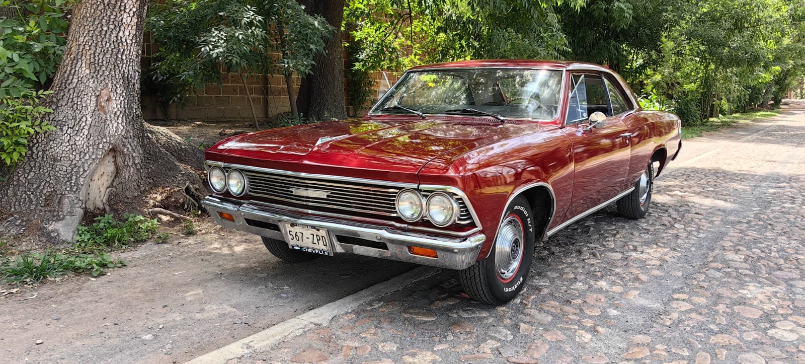 Automóvil clásico restaurado en exterior